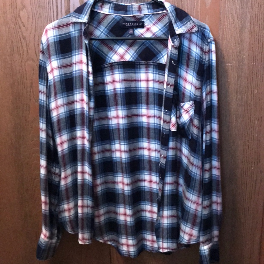 Blue and burgundy flannel